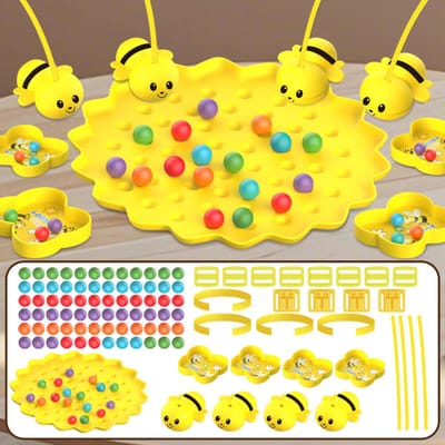 Magnetisch bijenbonen plukken - tafelvisspel - Magneet Speelgoed - Partyspel - familiebordspel voor 2 tot 4 spelers - Bordspel voor kinderen - Educatief Speelgoed - Sensorisch Speelgoed - Montessori - Jongens - Meisjes - Activiteitenbord - Veilig