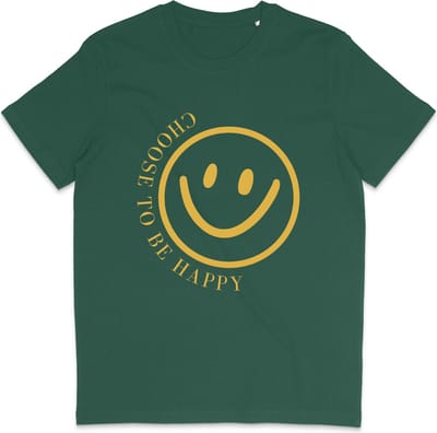 Grappig T Shirt Dames Heren - Choose to be Happy Smiley - Groen - XS