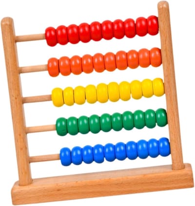 Houten Rekenhulp - Telraam Kleurrijk - Leren Rekenen - Gladde Afgeronde Randen - 15.5 x 15.5 cm - Multicolor