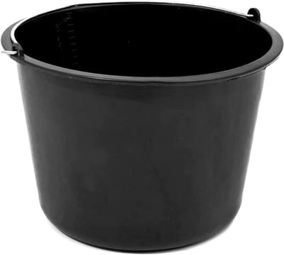 Bouwemmer Mortelbak - Cementemmer Poetsemmer - Bouwplaats Werkzaamheden - Met Maatverdeling - 16 Liter 34 cm - Antraciet