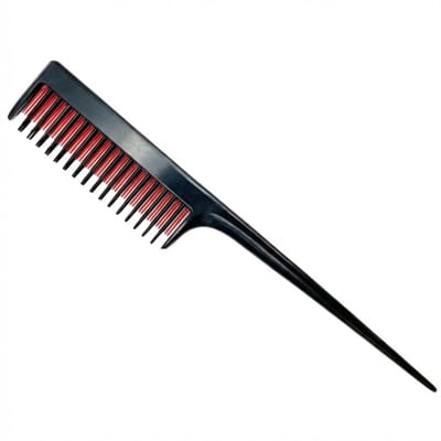Zwart rood tail comb – kunststof puntkam met fijne tanden – professionele styling kam met lange steel – geschikt voor dames en heren – ideaal voor secties en precisiewerk