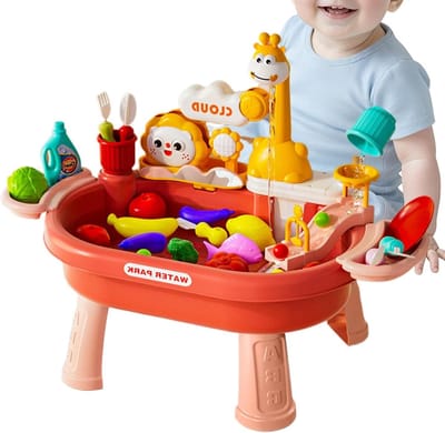 Watertafel Kinderen - Buitenspeelgoed Zomer - Interactief Spel - Kindveilig ABS Materiaal - 45 x 35 x 13 cm - Roze