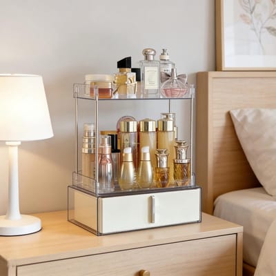 3-laags Makeup Organizer voor Badkamer, Multifunctionele Opbergruimte voor Schoonheidsproducten, Huidverzorging en Kantoorbenodigdheden
