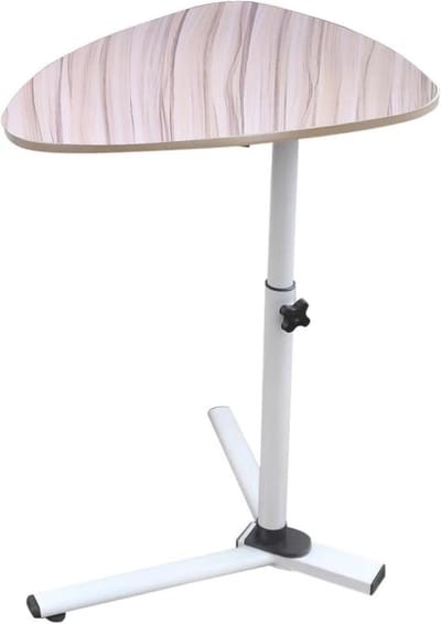 Verstelbare bijzettafel - Draaibaar tafeltje - Laptop of lezen - Driehoekige voet - 90 cm hoog - Wit