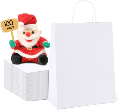 Papieren Zakken - Cadeautasjes - Feestelijke Decoratie - 100 Stuks - 10 Inch - Wit