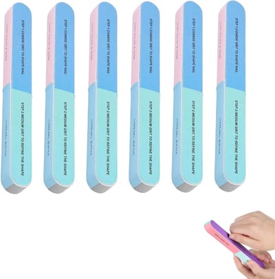 Nagelvijlen Set - Nagelverzorging Tools - Gladde Nagels Maken - Dubbelzijdig Polijsten - 6 Stuks - Meerkleurig