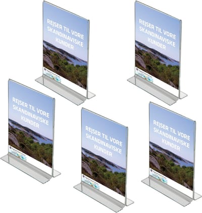5 pack | Folderstandaard | T-standaard A4 formaat staand | Menukaarthouder | acryl T standaard | acryl kaarthouder | menustandaard A4 | van duurzaam acrylaat