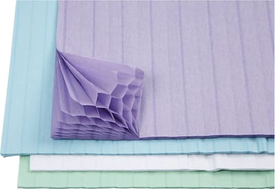 Honingraat papier, vel 28x17,8 cm, lichtblauw, groen, paars, wit, 4x2 vel