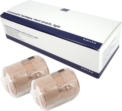 Abena Drukverband - 10 Rollen Verband - 80% Stretch - 6 cm x 5 m - Wasbaar Zwachtel Verband- Latexvrij Rekverband