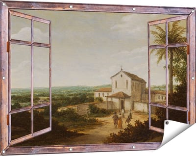 Gards Tuinposter Doorkijk Kerkelijk Gebouw in Brazilië - Frans Jansz. Post - 120x80 cm - Tuindoek - Tuindecoratie - Wanddecoratie buiten - Tuinschilderij