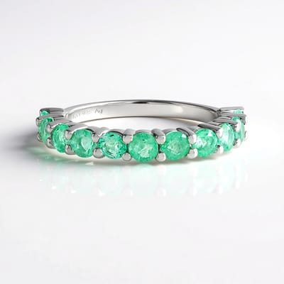 Cavill - Zilveren ring platina verguld - 11 Colombiaanse smaragden, rondgeslepen 1,479 ct - Luxe edelsteen sieraden dames ring