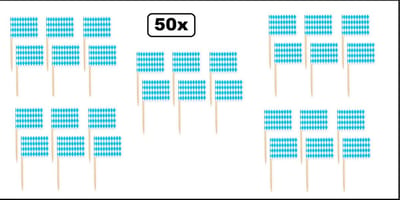 50x Cocktailprikker blauw/wit - Oktoberfest festival party bavaria fun winterfeest thema feest Bierfeest