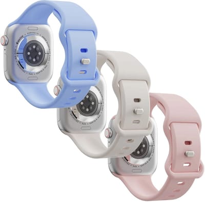 3 Pack SBG Siliconen Bandje Geschikt voor Apple Watch 1/2/3/4/5/6/7/8/9/10/11/SE/Ultra - 49/46/45/44/42MM - Paars - Sterrenlicht - Roze