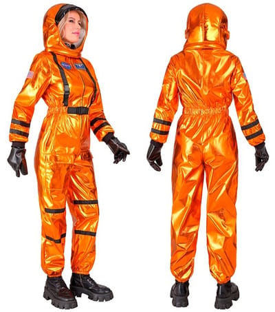 Astronaut oranje dame kostuum Lars