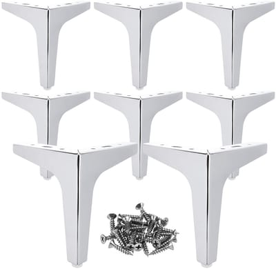 Dailygoods- Meubelpoten metaal 15 cm - Meubelpoten set van 8 - Kastpoten - Belastbaar tot 800 kg - Driehoekig - Inclusief 40 schroeven - Meubelvoeten