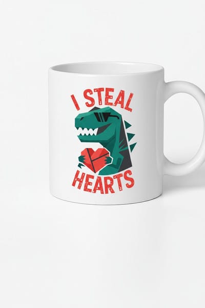Valentijn Mok "I Steal Hearts" met Coole Dino & Zonnebril - Grappig Cadeau