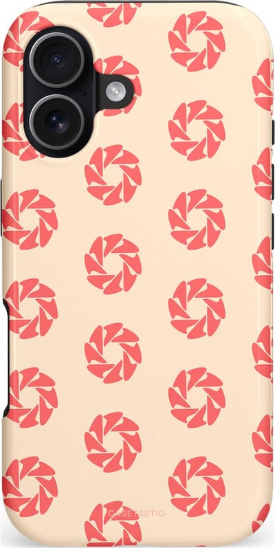 Casetastic hoesje geschikt voor Apple iPhone 17 - MagSafe - Dubbellaagse bescherming - Peach Bloem Cirkels - Fashion Case - Crème Koraal Perzik