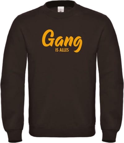 Gang is alles wintersport sweater zwart XL - Gang is alles - okergeel - soBAD. | Foute apres ski outfit | kleding | verkleedkleren | wintersporttruien | wintersport dames en heren