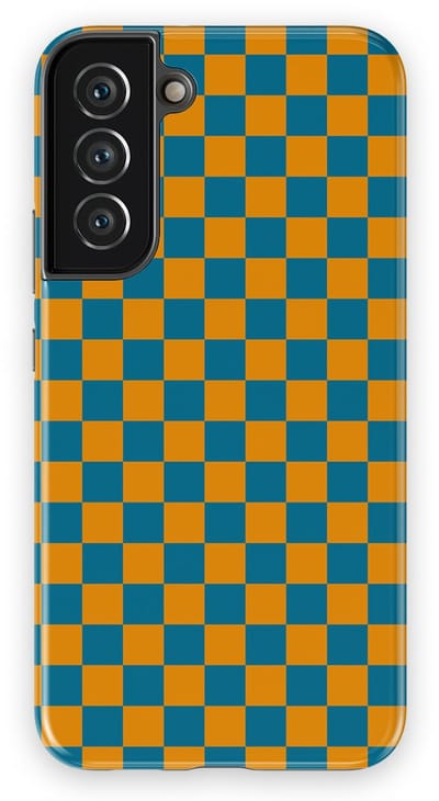 Design Hoesje Samsung Galaxy S22 Plus | Geschikt Voor Mag | Tiny Squares Checkered Print | Backcover Samsung Galaxy S22 Plus Petrol Pop