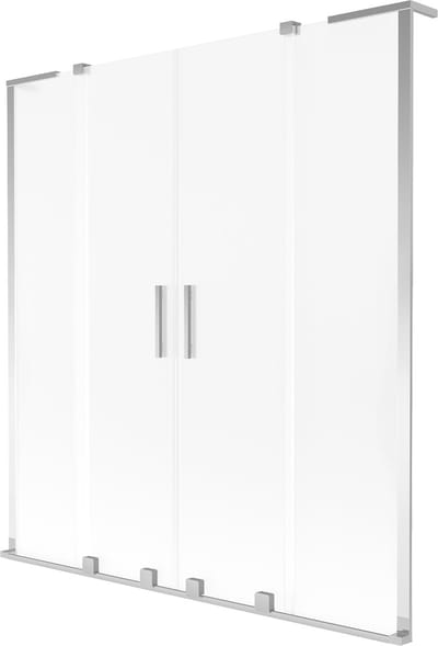 Mexen Velar L Duo badwand scherm 2-delig schuifbaar 140 x 150 cm, ijsvorming, chroom - 896-140-003-32-01
