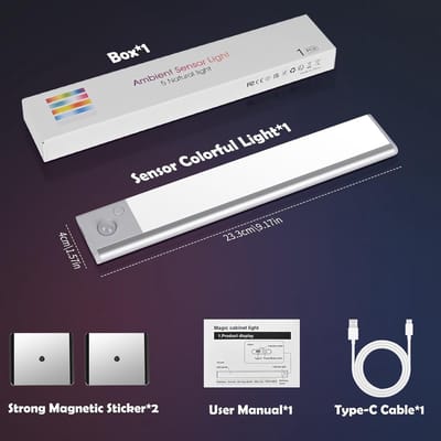 RGB LED Lichtbalk - Zilver - Draadloos met Bewegingsmelder - Dimbaar - Voor Slaapkamer en Speelkamer