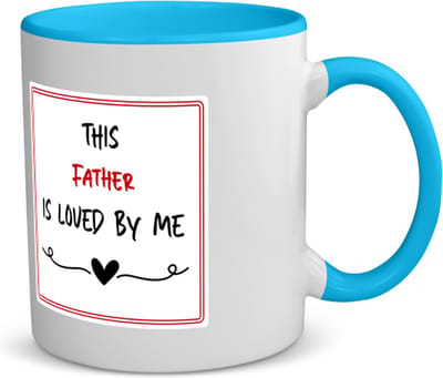 Akyol - this father is loved by me koffiemok - theemok - blauw - Papa - iemand die houdt van zijn vader - vader cadeautjes - vaderdag - verjaardag - geschenk - kado - 350 ML inhoud
