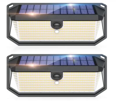 Zonnebeveiligingslichten met Bewegingssensor en 4000LM Helderheid - Waterdichte LED Lampen voor Buiten - Ideaal voor Tuin en Garage (2 stuks)