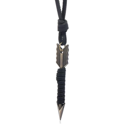 Jessingshow Handgemaakte Vintage Leer Pijl Hanger Ketting Touw Lichaam Choker Ketting Kettingen Mannen&Vrouwen Punk Sieraden Accessoires gray