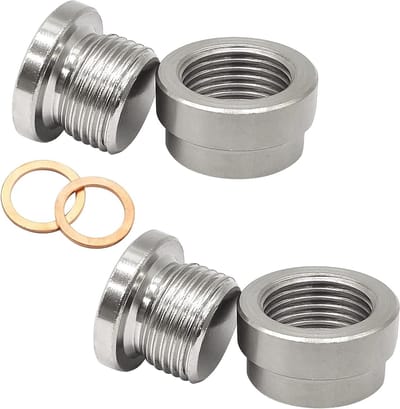 2 sets lambdasondedoppen en houders M18 x 1,5 voor uitlaat, lasdraad en trapverbindingen met sluitringen en accessoires