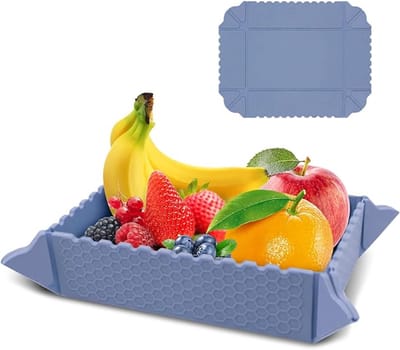 Opvouwbare kommen voor camping, opvouwbaar, van siliconen, voor reizen, kamperen, wandelen, snacks, salade,Blauw