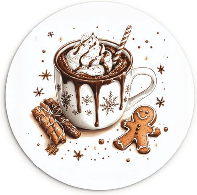 WallCircle® Wandcirkel 30x30 cm - Muurcirkel Chocomel - Decoratie - Koek - Winter - Kerst - Muurdecoratie woonkamer - Wanddecoratie keuken - Kamer decoratie accessoires - Ronde schilderijen