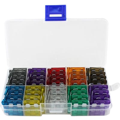 Assortiment de fusibles à lame Standard de taille moyenne pour voiture, 100 pièces, 2A 3A 5A 7.5A 10A 15A 20A 25A 30A 35A pour véhicule white