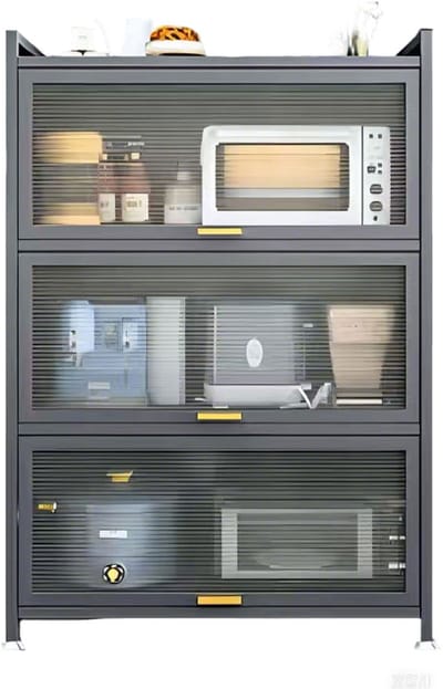 FOXSPORT Keukenkasten - Vrijstaande Keuken Opbergkast - Keukenonderkasten met opklapbare deuren - Dressoir - Kast - Keuken - Huiskamer - 60x32x112cm