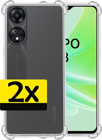 Hoesje - 2 Stuks - Geschikt voor OPPO A78 5G - Sterk & Shockproof - Siliconen Case - Back Cover - Telefoon Hoes Shock Proof - Telefoonhoesjes - Transparant