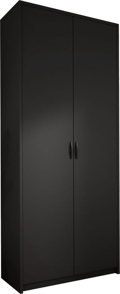 Meubel Square - Kledingkast Slimo 2 - Zwart - 74x180x35 cm (BxHxD) - Slaapkamer - Garderobekast - Opbergkast