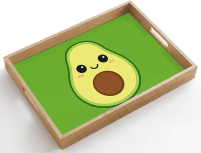 Dienblad hout 50x35 cm - Schootdienblad - Avocado - Groen - Speels - Borrelplank rechthoek - Plateau dienbladen