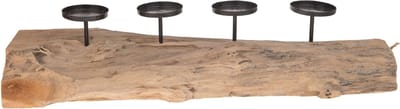 Stronk met 4 kaarsenhouders - Teak hout - 70 x 20 x 16 cm