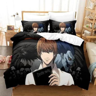 Nieuwe Death Note Beddengoed Collectie Enkel Tweepersoons Full Queen King Size Bed Collectie Volwassen Kind Slaapkamer Dekbedovertrek Collecties 3D Anime Met Beddengoed 70x133cm 2pcs