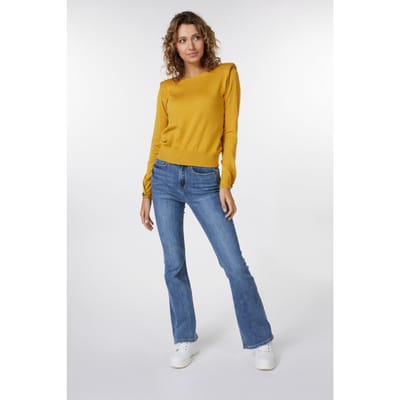 EsQualo Sweater Basic Shoulder Pads Mustard Maat: XL | Sweaters Outlet | Dames | Bruin