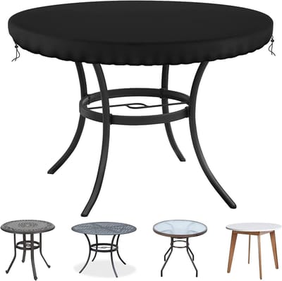 Ronde Tuin Tafelbescherming - Waterdichte en Scheurvaste Buitenhoes, Wasbaar, Diameter 140 cm, Zwart, Bescherming tegen Weerselementen, Tuinaccessoires, Tafelonderhoud