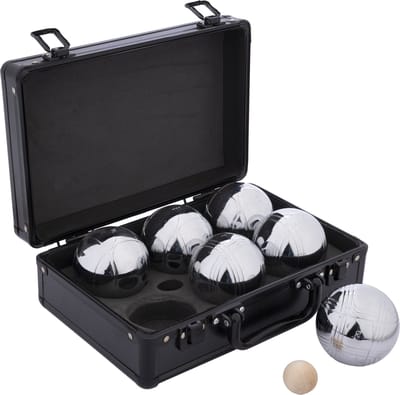 Jeu de Boules Set 6 Ballen in Zwarte Aluminium Koffer – Ø74 mm 720 g – Metalen ballen – Geschikt voor elke Jeu De Boules baan – Pétanque Set – Longfield