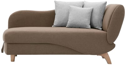 Vente-unique Slaapbank van bruine stof met opbergruimte - Hoek links - PENELOPE L 160 cm x H 81 cm x D 80 cm