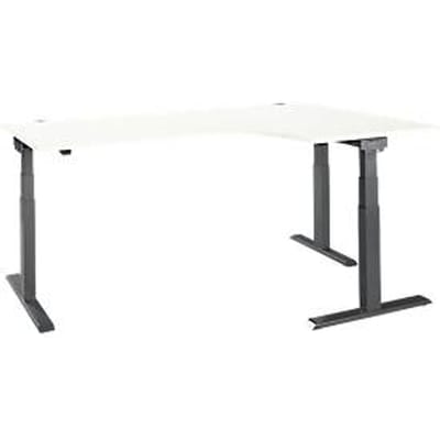 Hoekbureau ERGO-T 2.0 - elektrisch in hoogte verstelbaar - 90° hoek rechts - B 2000 x H 640-1300 mm - T voet antraciet - wit - ons merk Schäfer Shop Select