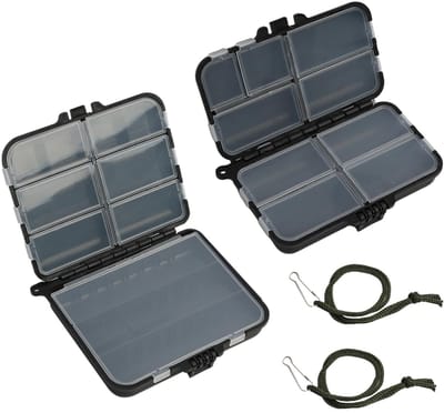 Dailygoods- Opbergdoos Set van 2 - Professionele Visdozen - Waterdichte Kunststof - 7/9 Aanpasbare Vakken - Transparante Deksels - Robuuste Constructie - Visbox