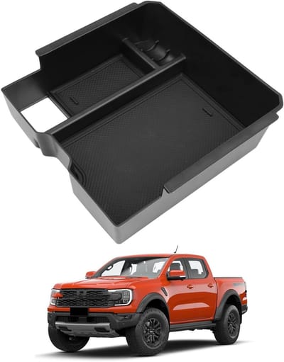 Center console opbergruimte voor Ford Ranger T9 2023 2024 2025, armsteun opslag, antislip bodem en verbeterde opslagcapaciteit voor accessoires en persoonlijke spullen