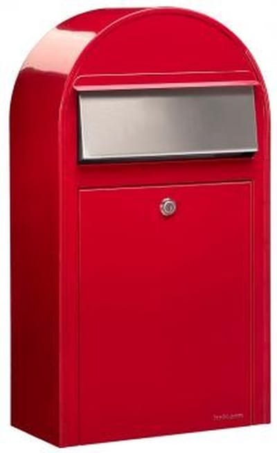Brievenbus Bobi Grande S (Slim) Helder Rood / RVS Klep