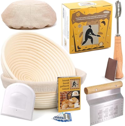 Rijsmand Brood Bakken - Broodmand Zuurdesem - Brood Bakken Thuis - Natuurlijk Rotan Riet - 225 cm Rond - Beige