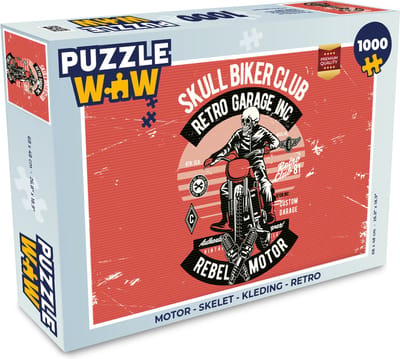 Puzzel Motor - Skelet - Kleding - Retro - Legpuzzel - Puzzel 1000 stukjes volwassenen