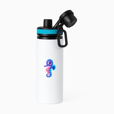 Hacebo® - Zeepaardje waterfles met draaidop blauw - Vis - Dieren liefhebbers - Dierentuin - cadeau - water fles - 850ML