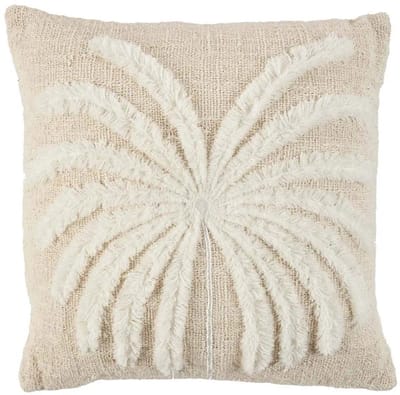 Bazar Bizar - The Isla Palm Kussenhoes 50x50cm - Naturel wit met getufte palmboom